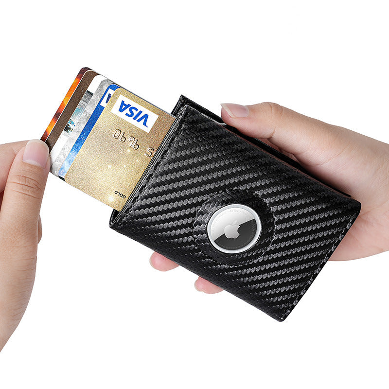 Fiber Pattern Automatic Pop-up Male Positioning Tracker Magnetic Card Holder