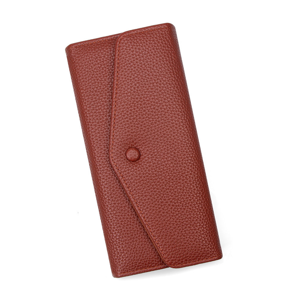Lychee Pattern Clutch Two Fold Large Ladies Wallet