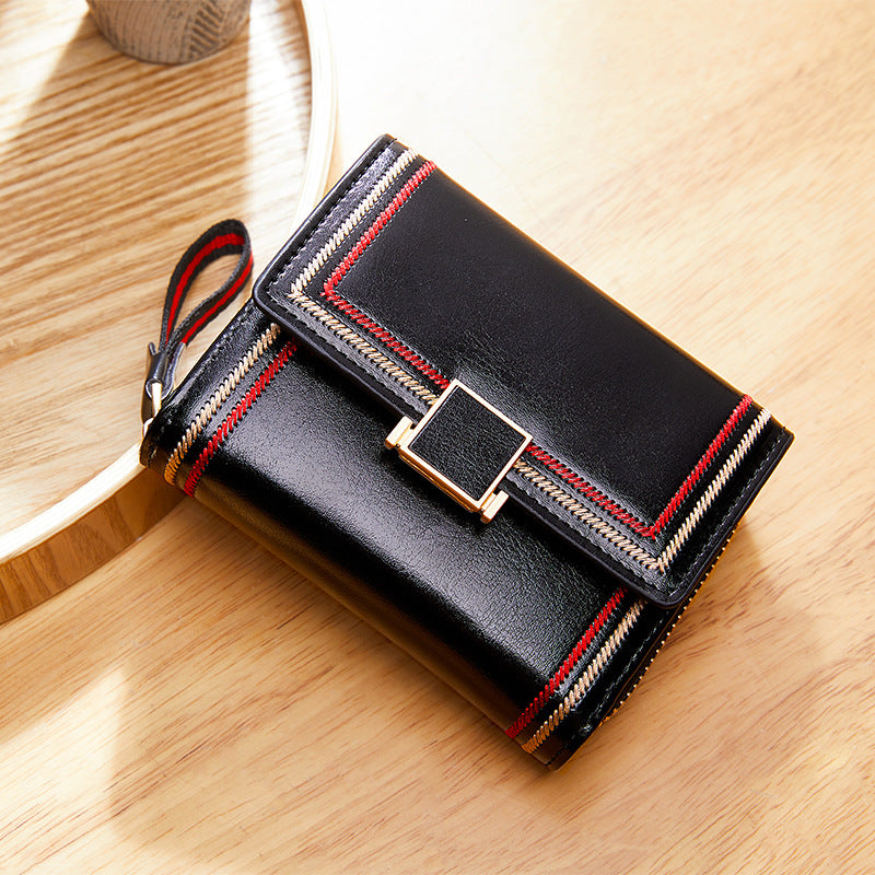 Women's Retro Oil Wax Skin Multiple Slots Expanding Card Holder