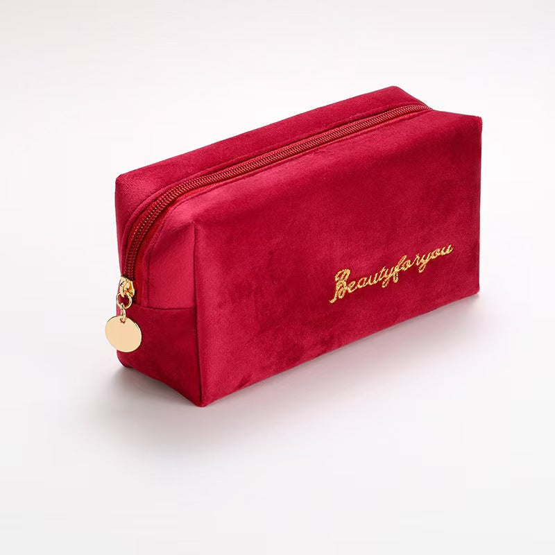 Plush Good-looking Storage Flannelette Large Capacity Embroidery Cosmetic Bags