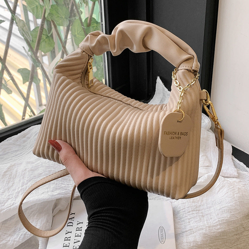 Women's Textured Vertical Striped Design Western Style Women's Shoulder Bag