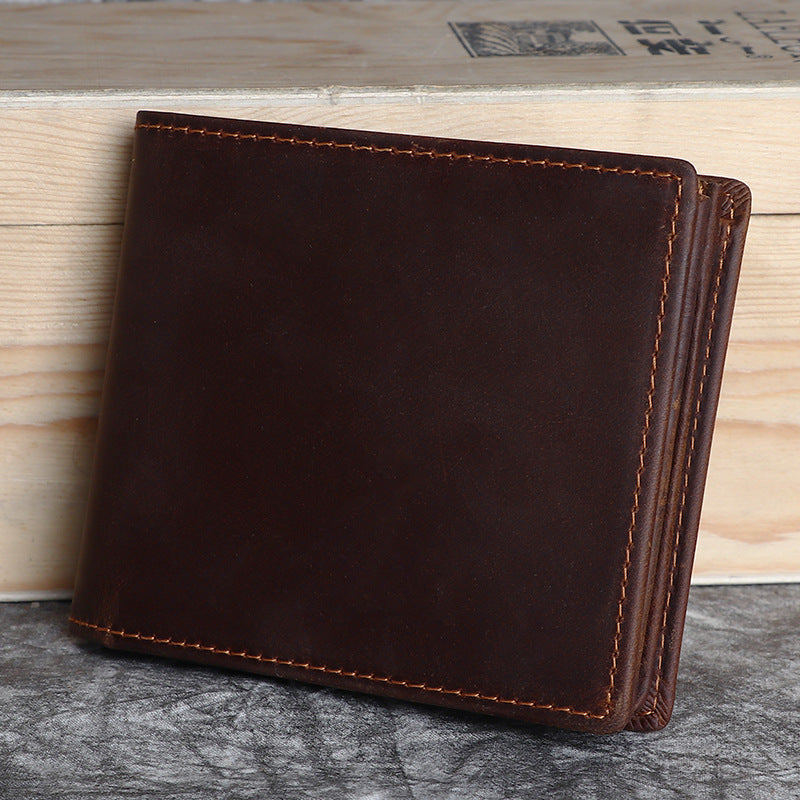 Men's Crazy Horse Leather Short Business First Layer Men's Wallets