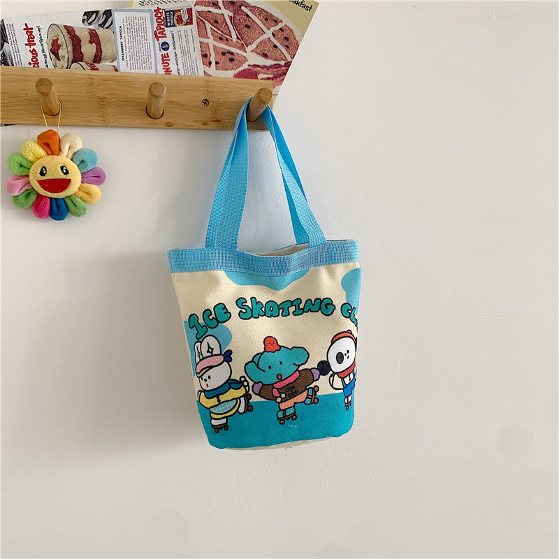 Cute Iti Printing Round Canvas Lunch Korean Style Handbags