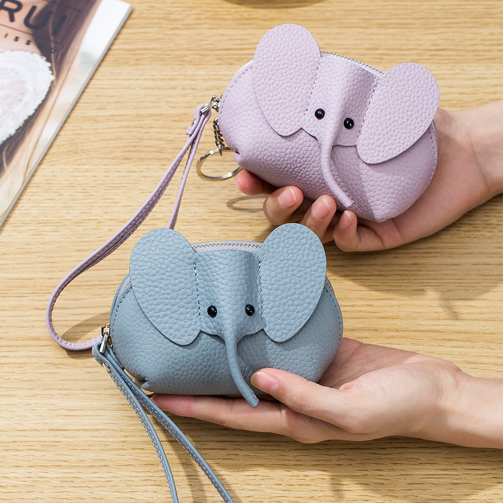 Women's Creative Genuine Leather Elephant First Layer Coin Purses