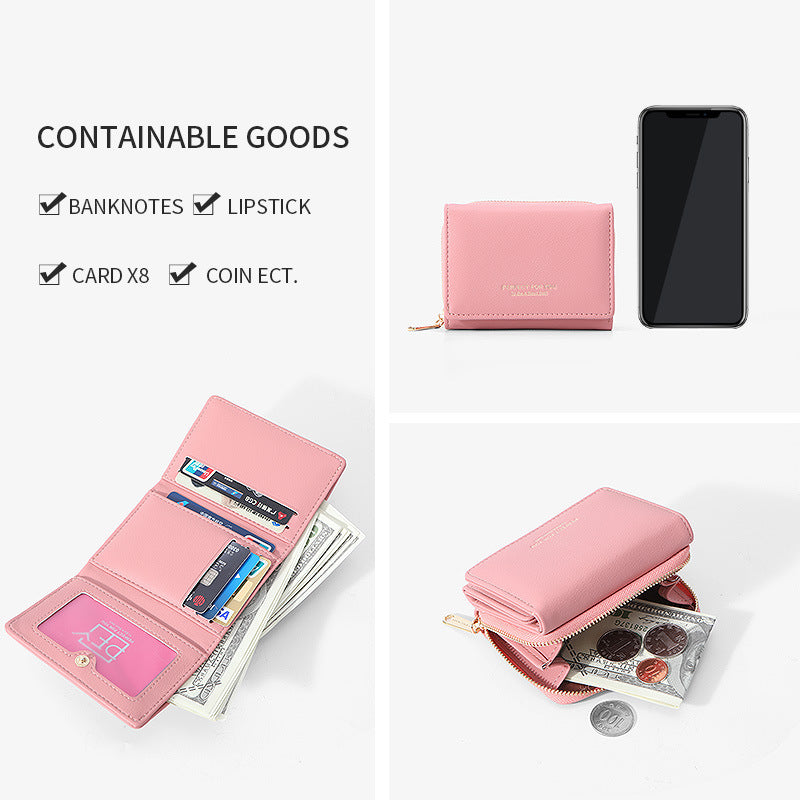 Stylish Women's Short Zipper Simple Multifunctional Coin Purses