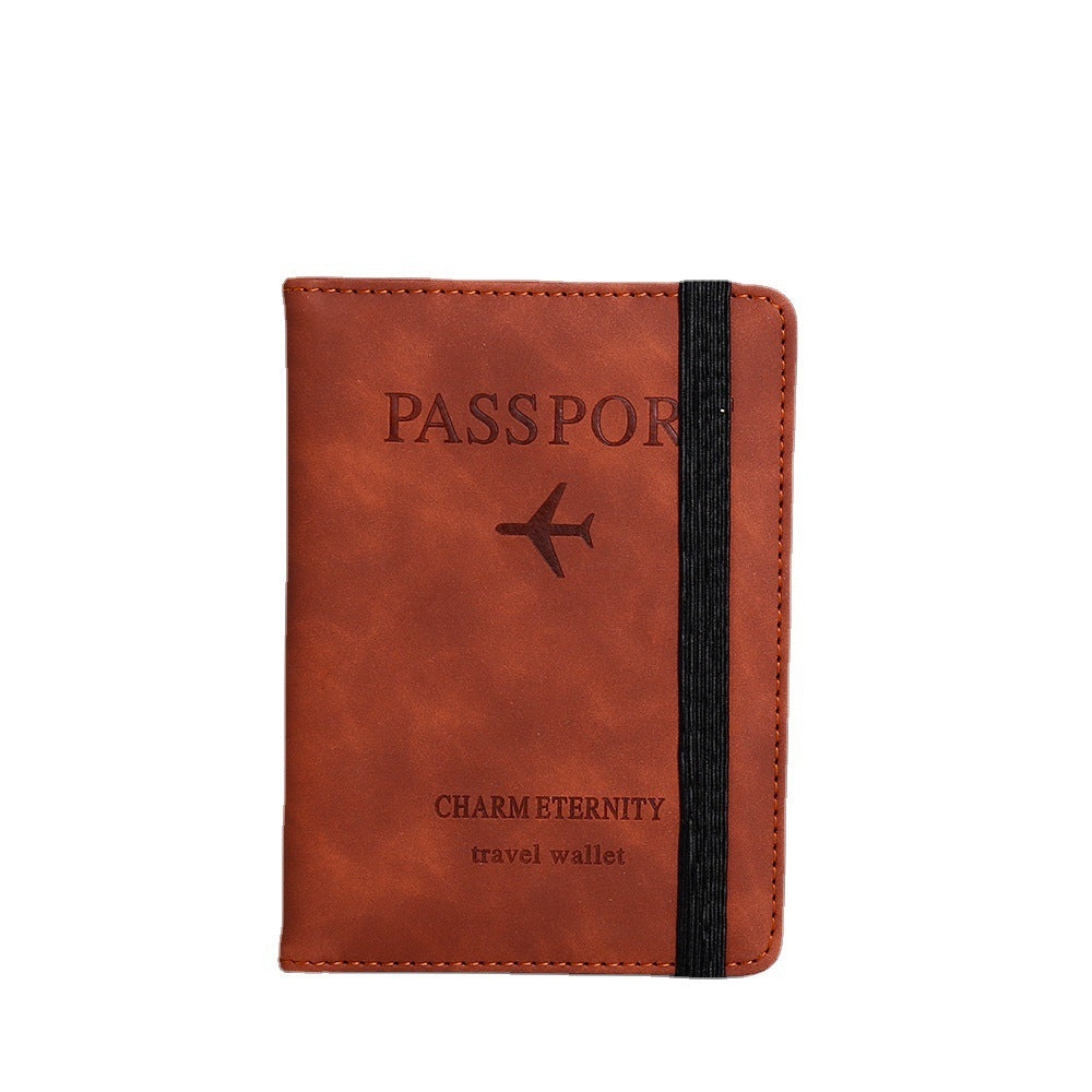 Leather Strap Passport Protective Abroad Charter Card Holder
