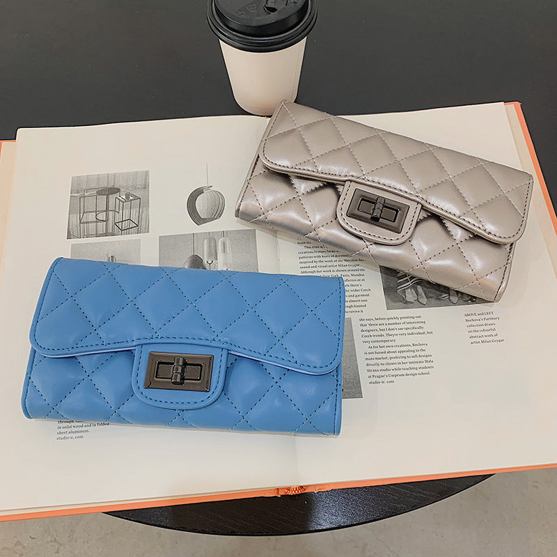 Women's Korean Style Rhombus Short Clutch Multi Ladies Wallet