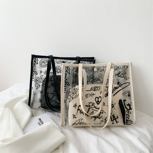 Versatile Transparent Family Waterproof Class Commuter Handbags