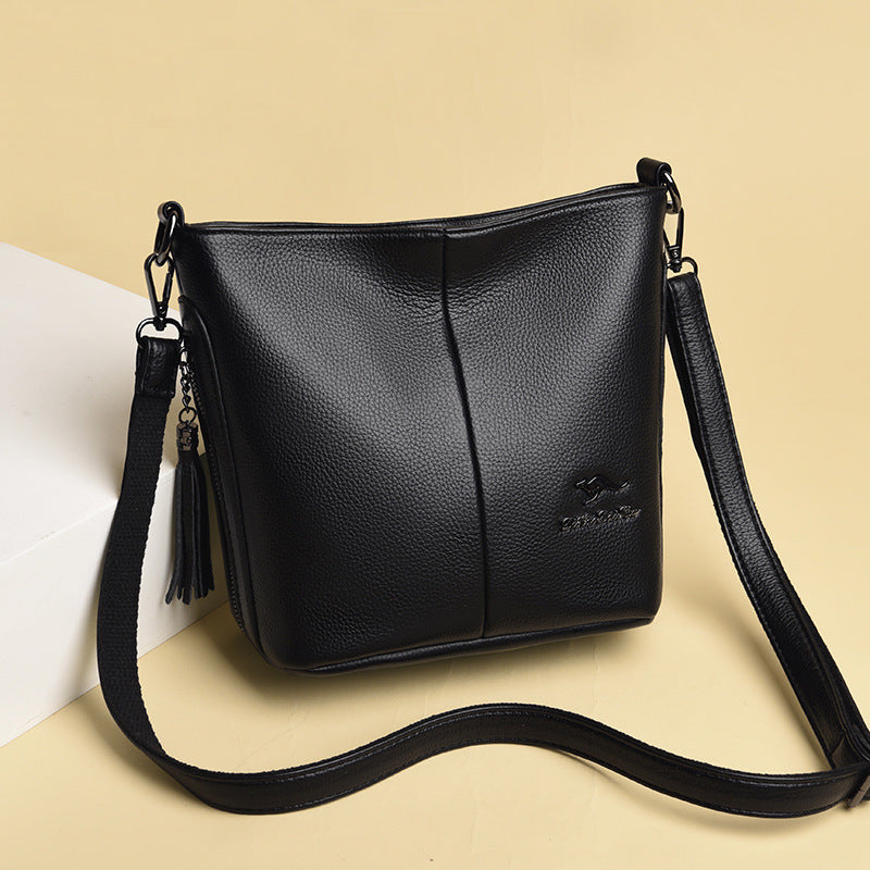 Women's Leather Large Capacity Fashion Mom Cross Bucket Bags