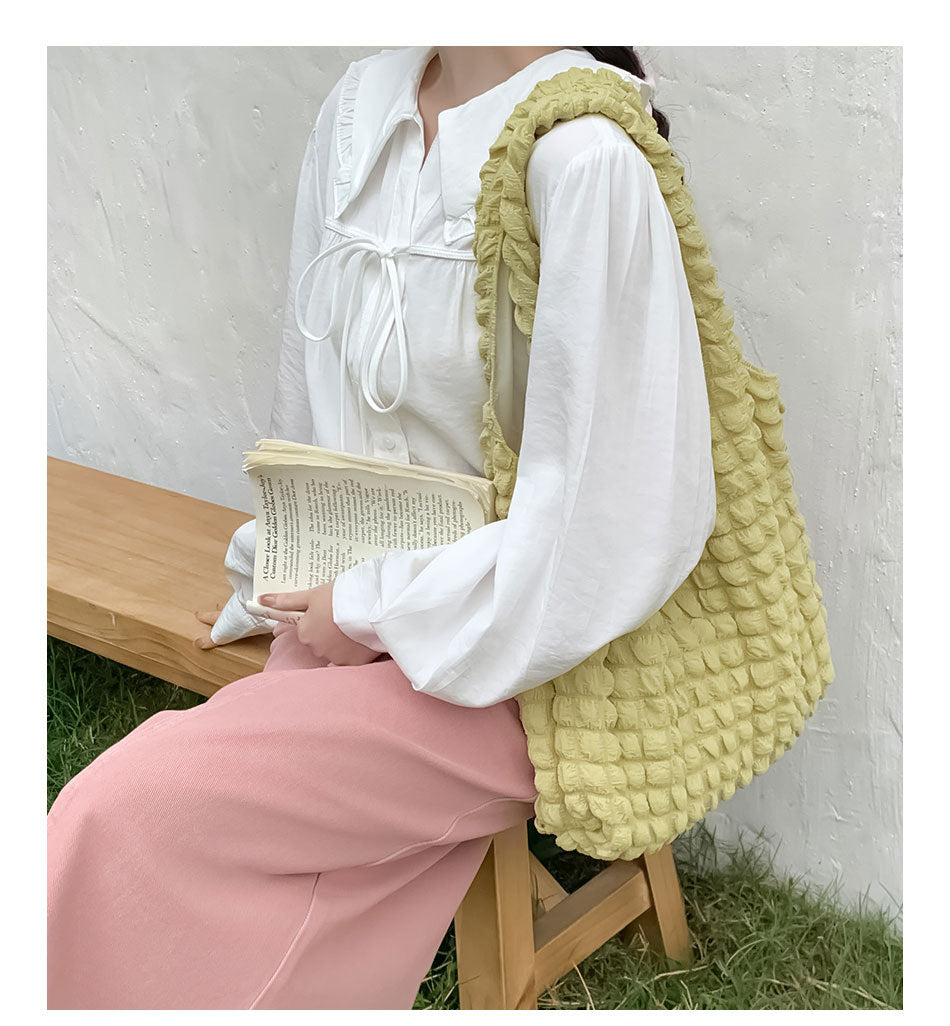 Women's Waffle Large Capacity Bubble High Sense Women's Shoulder Bag