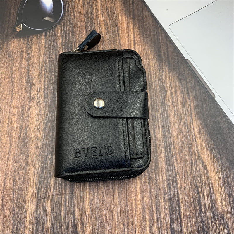 Men's Short Business Expanding Soft Sheepskin Pattern Men's Wallets