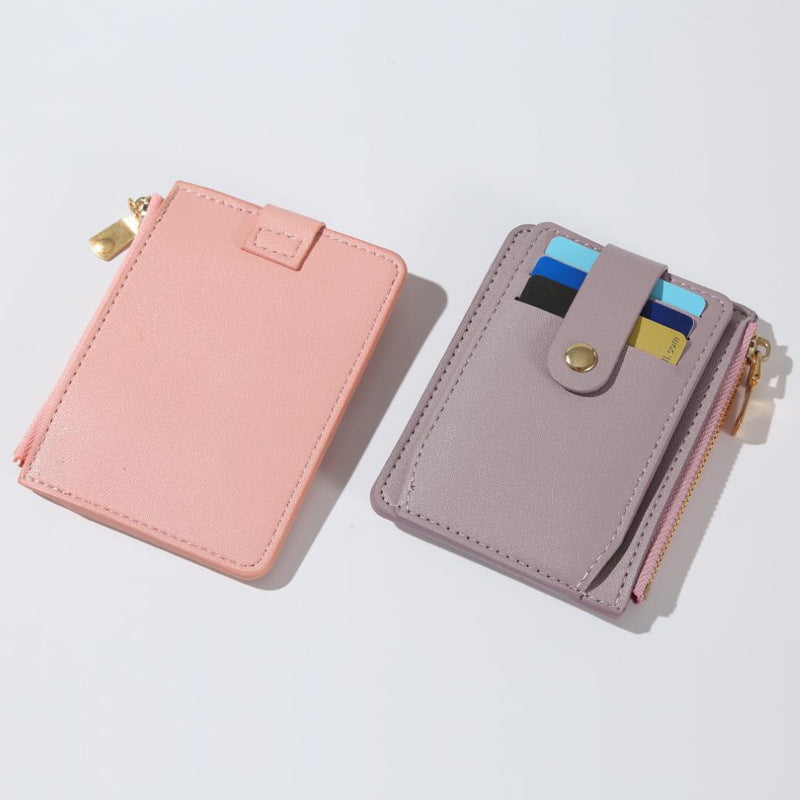 Multiple Slots Zipper Document Candy Color Card Holder