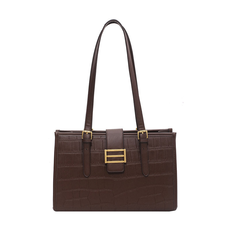 Autumn French Style Large Capacity Female Niche Stone Pattern Fashionable Women's Shoulder Bag