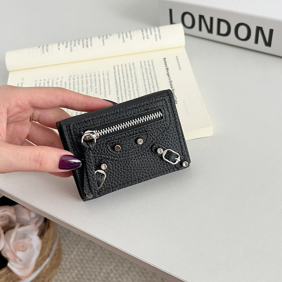 Women's Genuine Leather Short Full Compact Mini Fashion Motorcycle Ladies Wallet