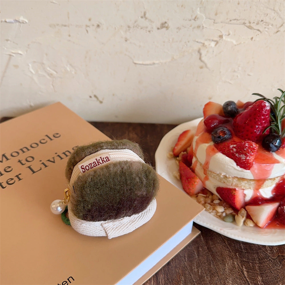 Cute Plush Woolen Soft Cloth Shell Cosmetic Bags