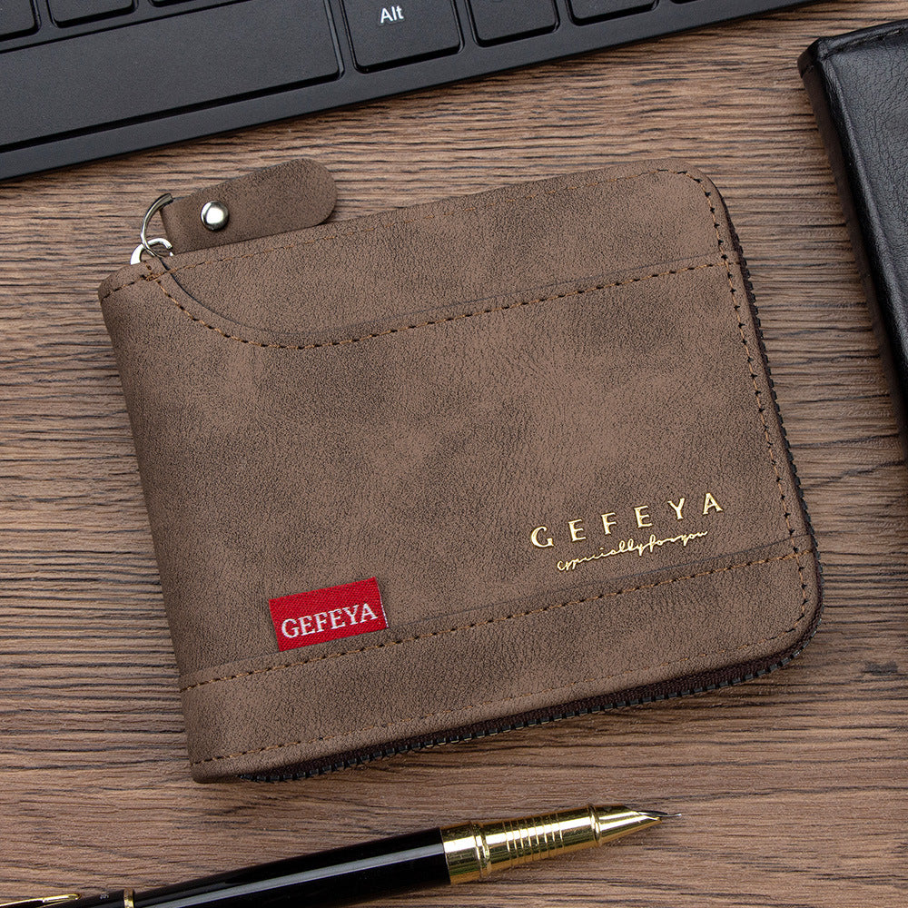 Men's Retro Short Swiping Zipper Source Purses