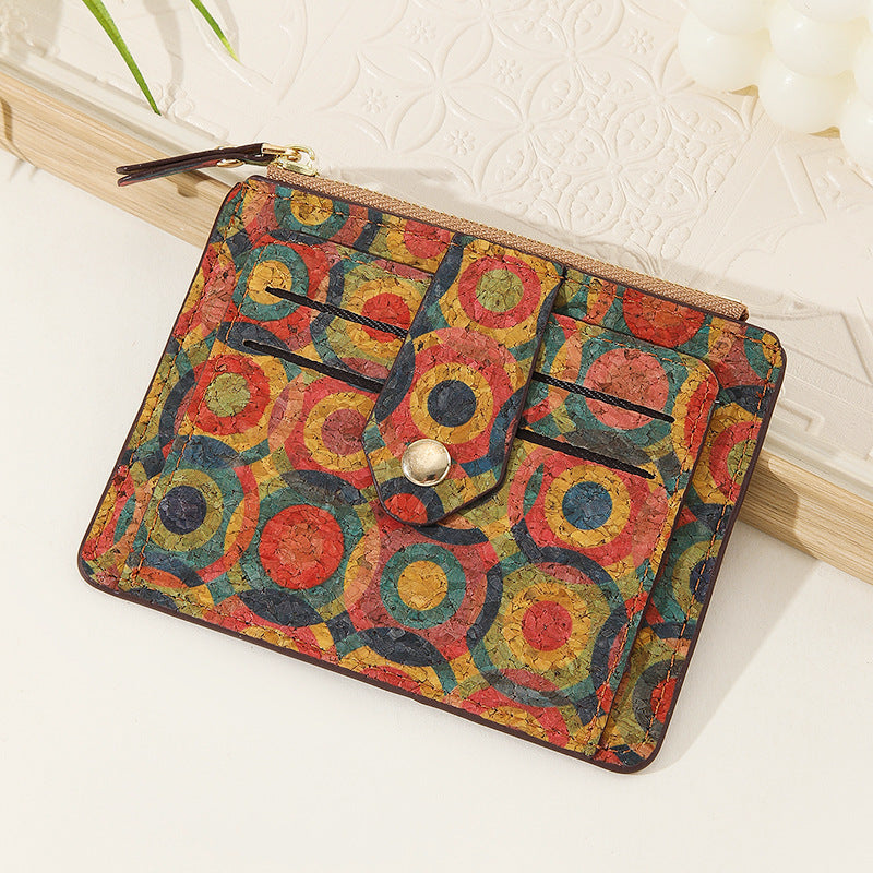 Classy Retro Exquisite Portugal Cork Zip Card Holder