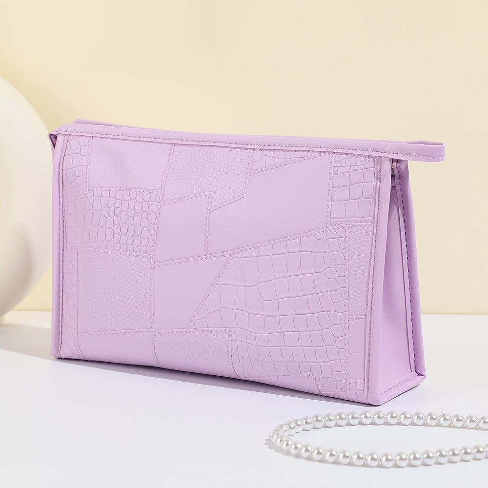 Women's Simple Crocodile Pattern High-grade Large Capacity Storage Waterproof Portable Cosmetic Bags