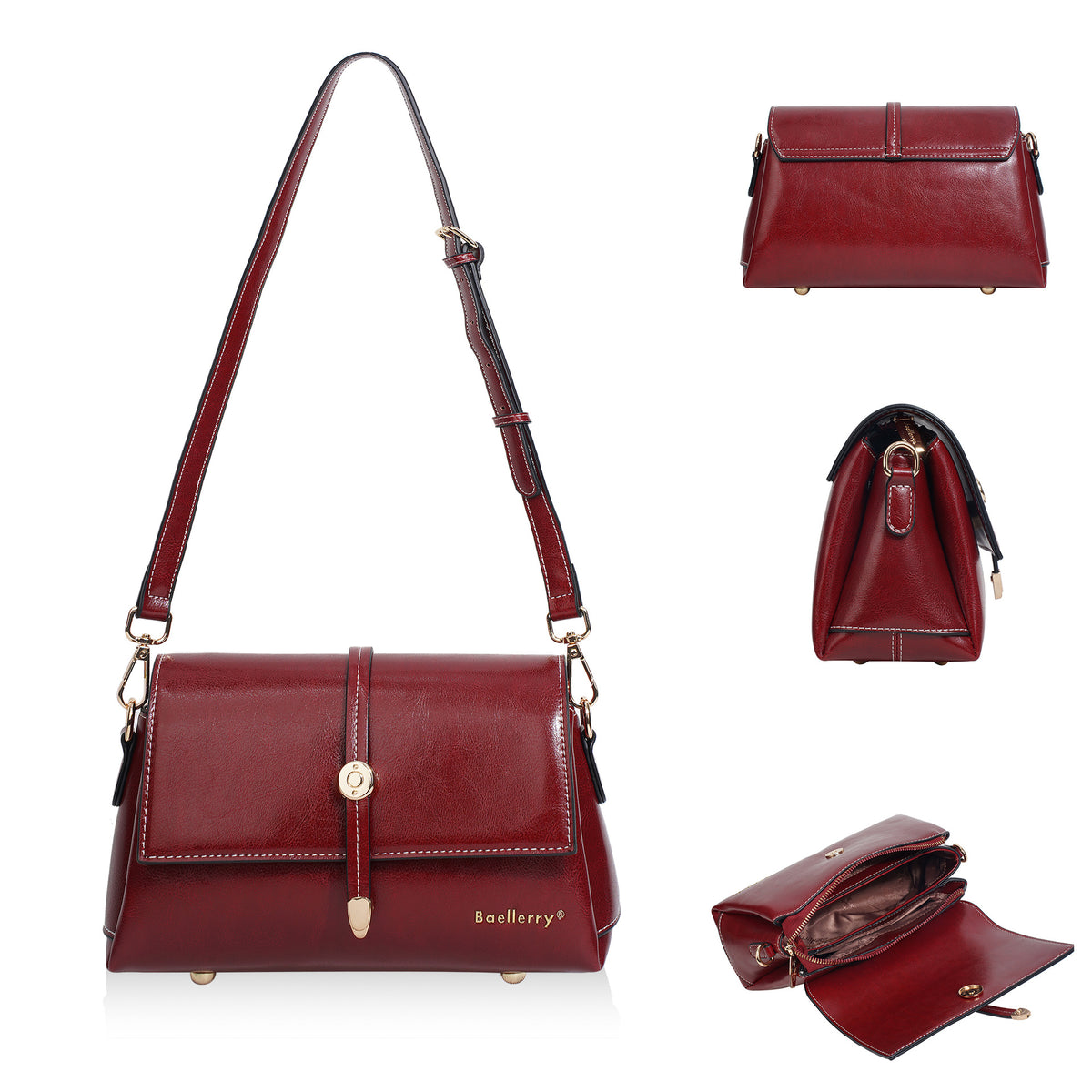 Women's For Retro Oil Wax Skin Metal Clasp Women's Shoulder Bag