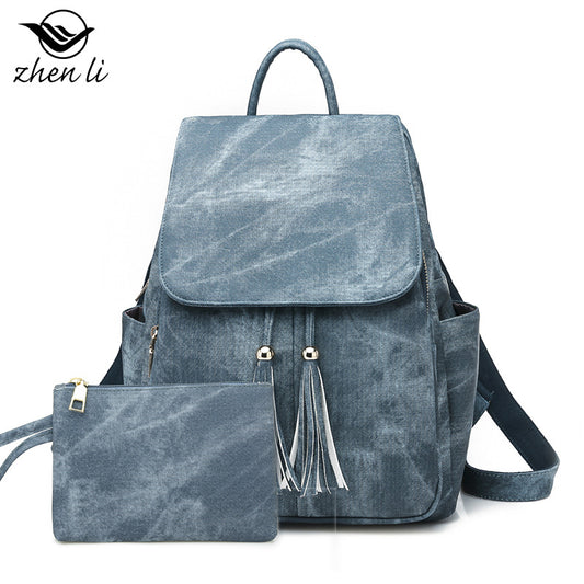 Women's Candy Color Large Capacity Trendy Tassel Backpacks