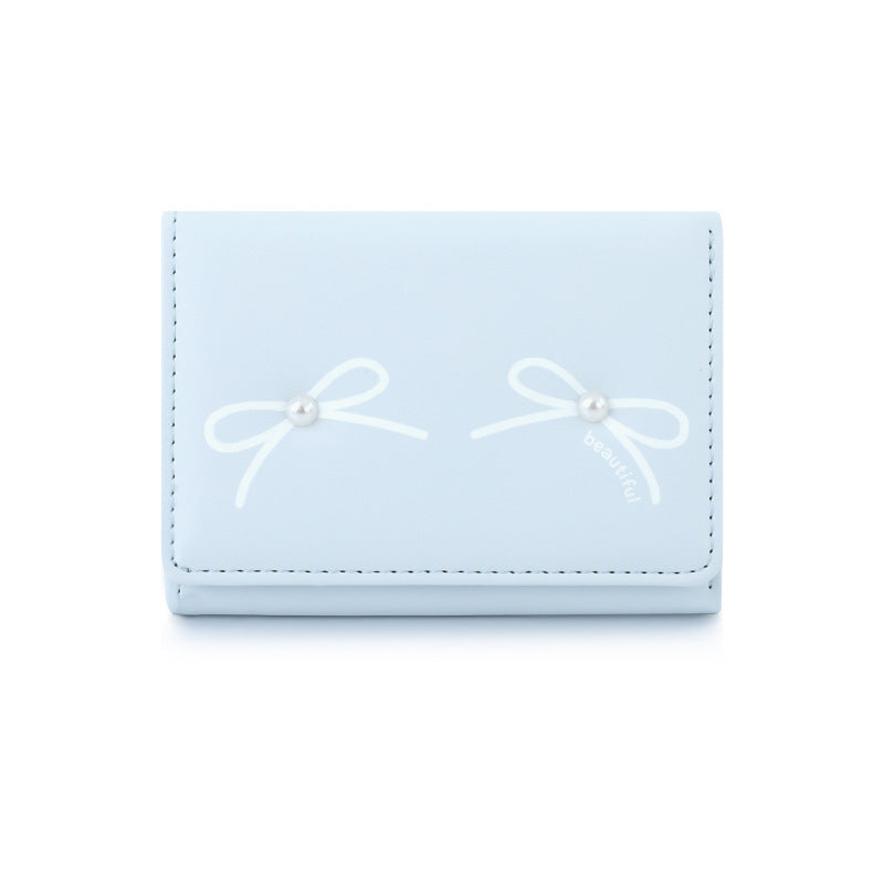 Women's Summer Bowknot Outing Cute Pearl Ladies Wallet
