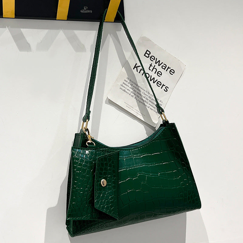 Women's New Crocodile Pattern Underarm Two-piece Shoulder Bags