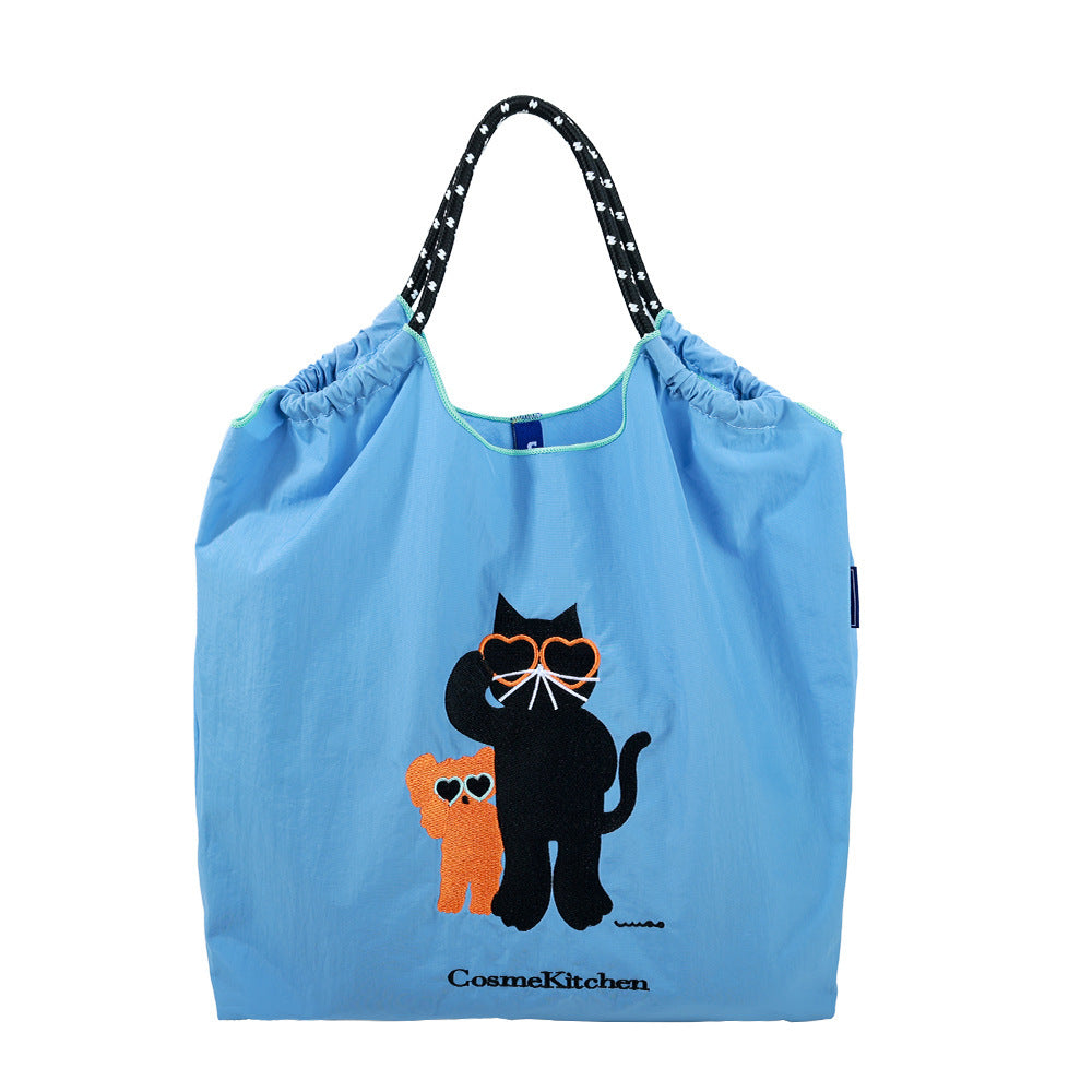 Environmental Protection Embroidery Shopping Nylon Cloth Flower Hand-held Minority Bags