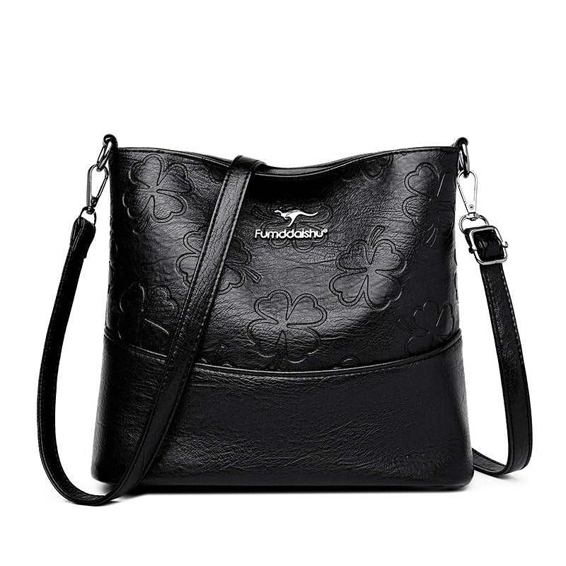Women's Fashion Mom Leather Embossed Large Capacity Women's Messenger Bag