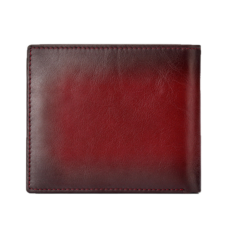 Men's Famous Master Leather Oil Wax Short Retro Multi Men's Wallet