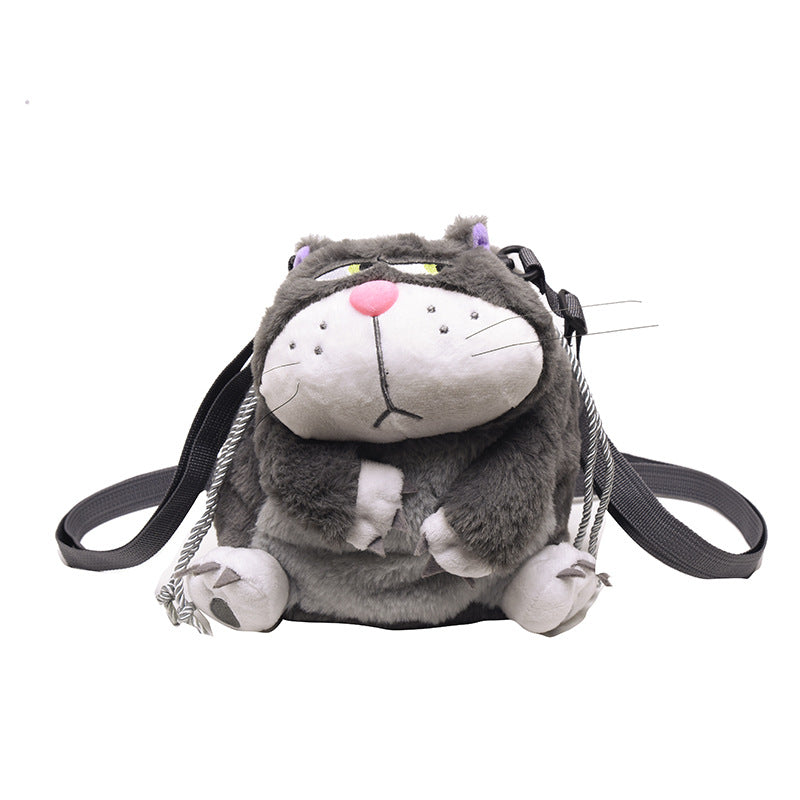 Women's Lucifer Cartoon Cat Drawstring Big Fat Crossbody Bags