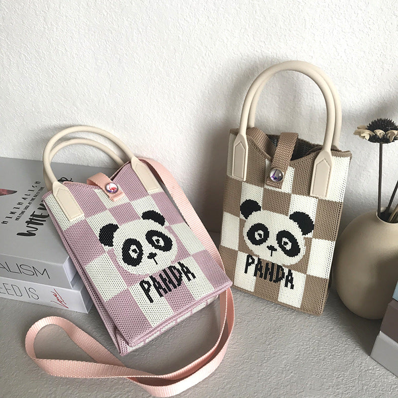 Panda Mobile Knit Personal Leisure Texture Handbags