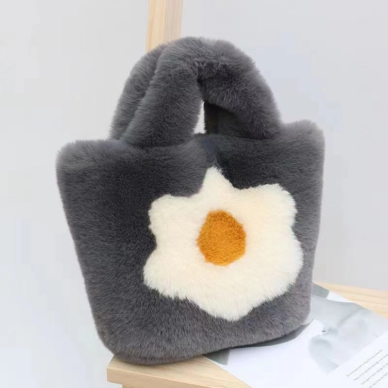 Women's Egg Portable Plush Leisure Large Capacity Bags