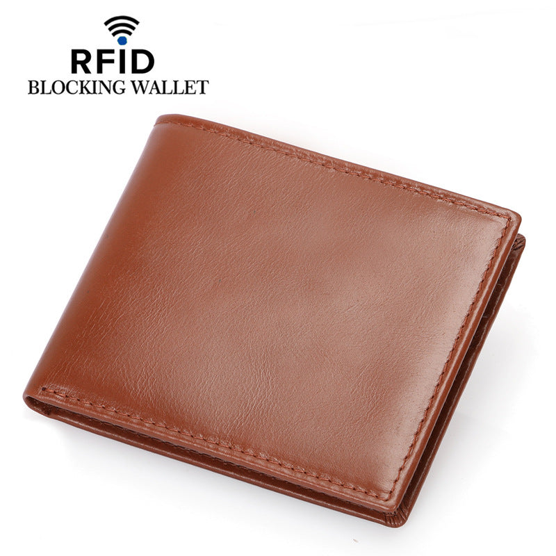 Layer Crazy Horse Skin Leather For Man Two Fold Men's Wallet