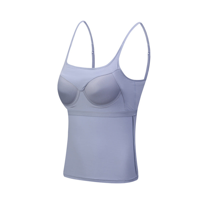 Women's Chest Pad Camisole One-piece Black Cup Cover White Tanks Camis