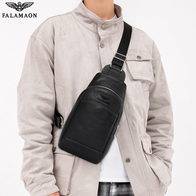Men's Fl Leather Fashion Business First Layer Men's Chest Bags