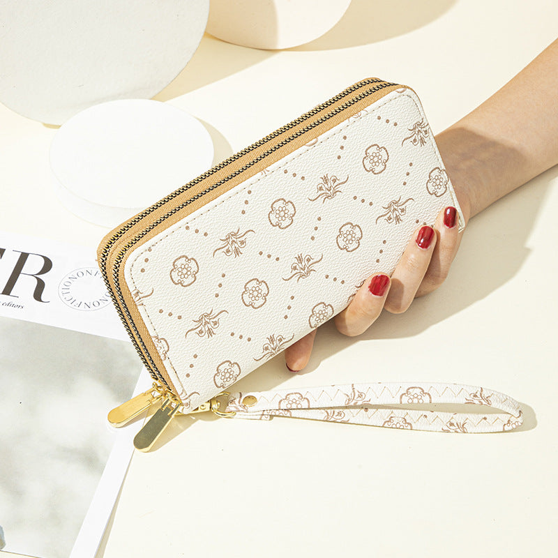 Women's Double Zip Clutch Printed Long Large Ladies Wallet