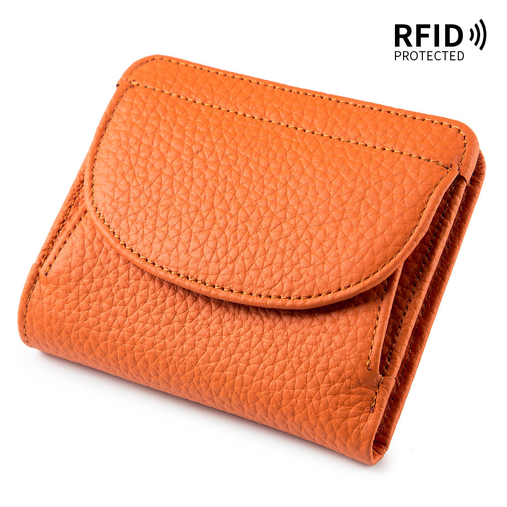 Women's Mini Simple Folding Genuine Leather Female Ladies Wallets