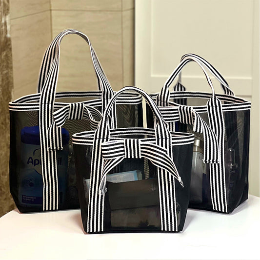 Transparent Mesh Hollow Portable Shopping Wash Handbags