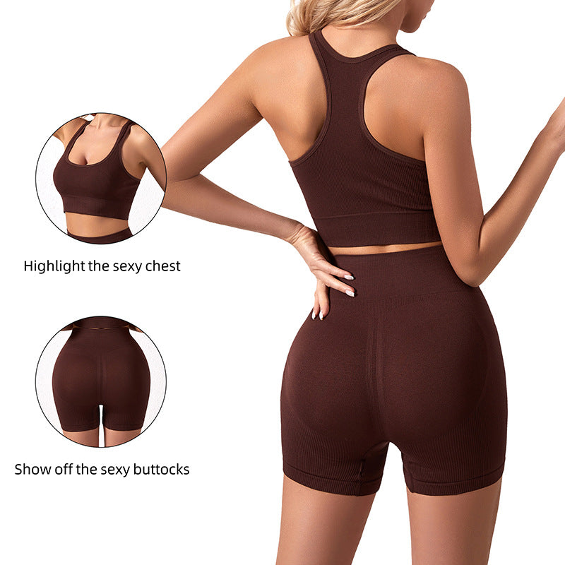 Work Back Seamless Knitted Belly Contracting Shorts Lingerie Sets