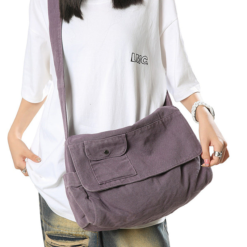 Women's Washed Canvas Literary Retro Large Capacity Women's Messenger Bag