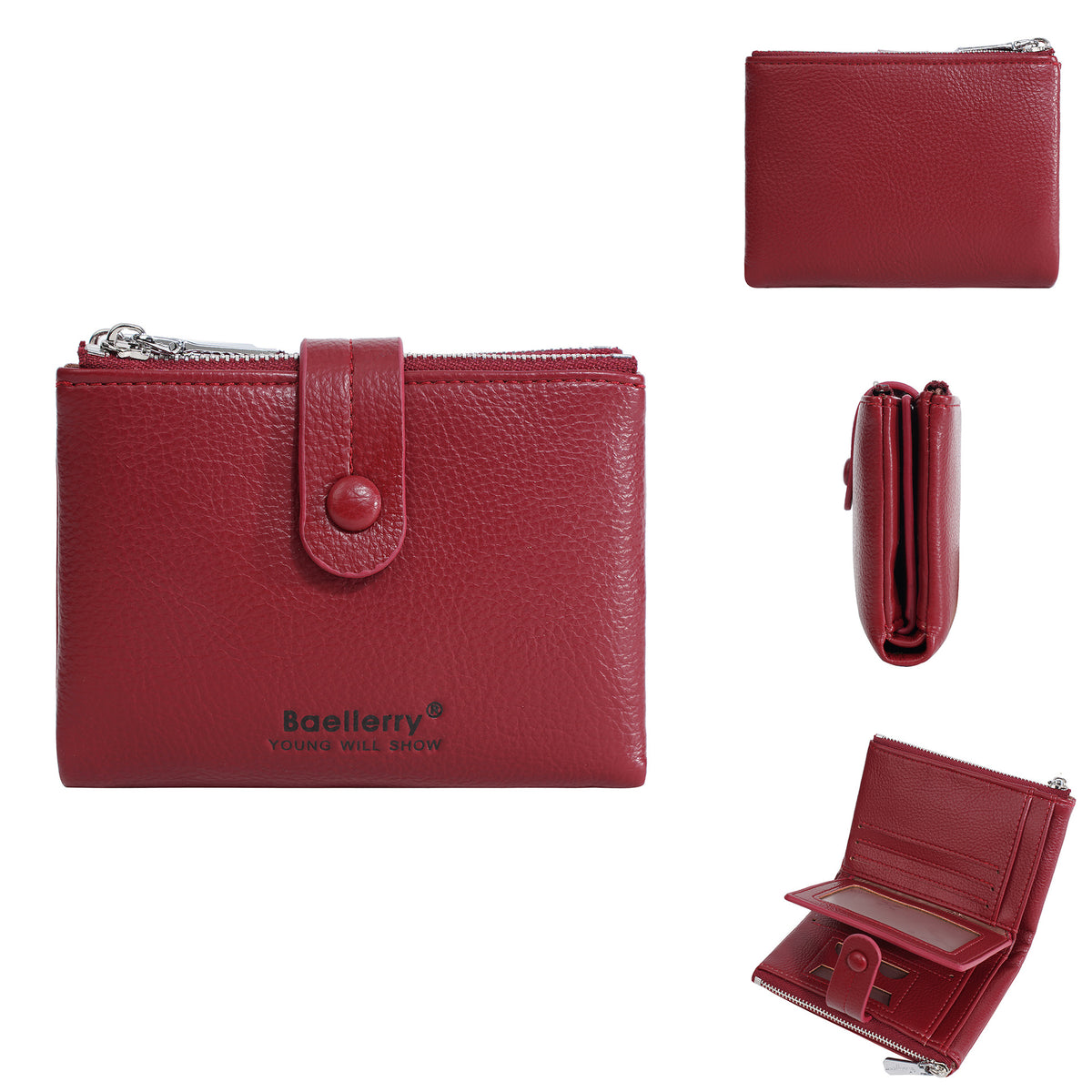 Women's Zipper Multiple Slots Large Capacity Short Ladies Wallet