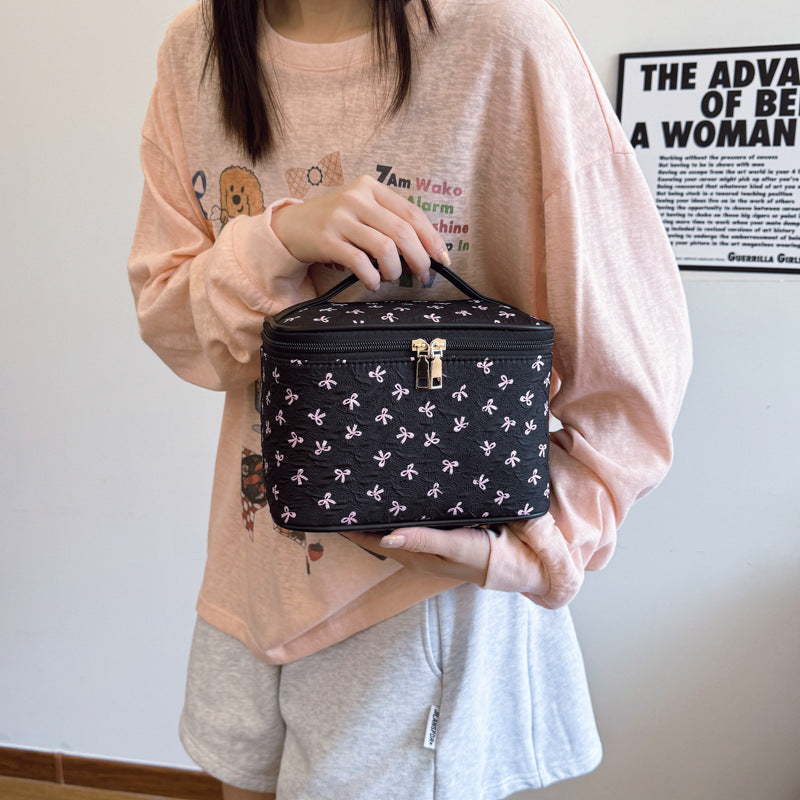 Bow Classic Style Wash Large Capacity Makeup Bag