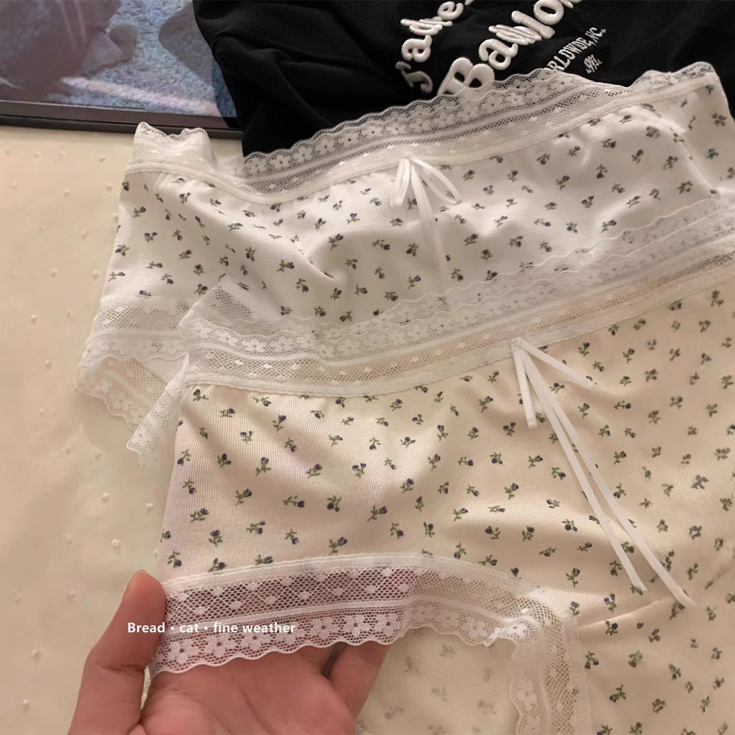 Lace Floral Sweet Underwear Comfortable Breathable Panties