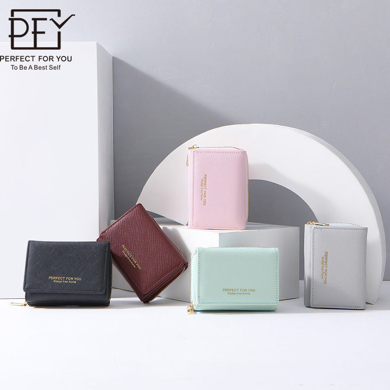 Women's Fashion Short Cross Pattern Sense Large Ladies Wallet