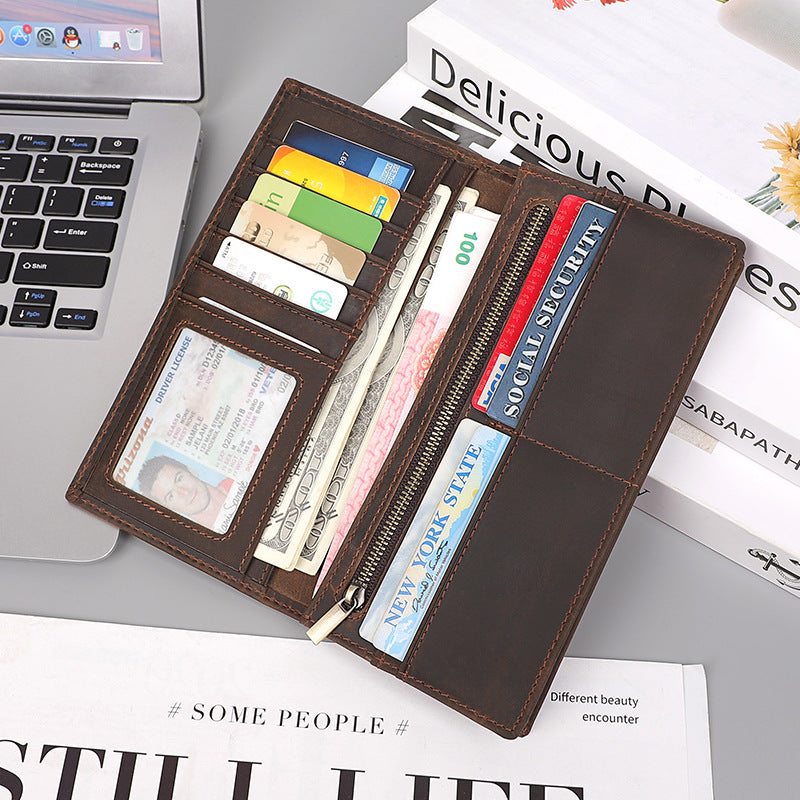 For Man Crazy Horse Long Multiple Men's Wallets