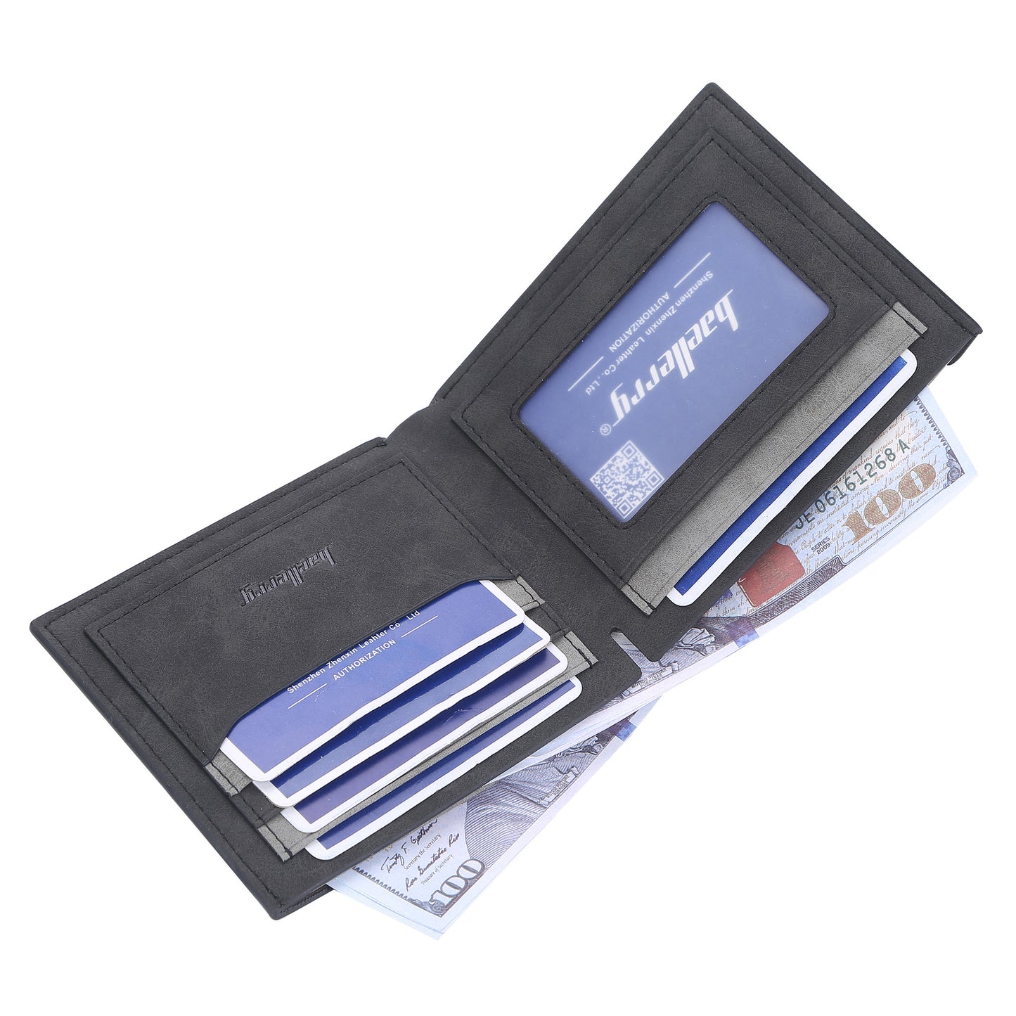 Men's Short Multiple Slots Open Matte Leather Men's Wallets