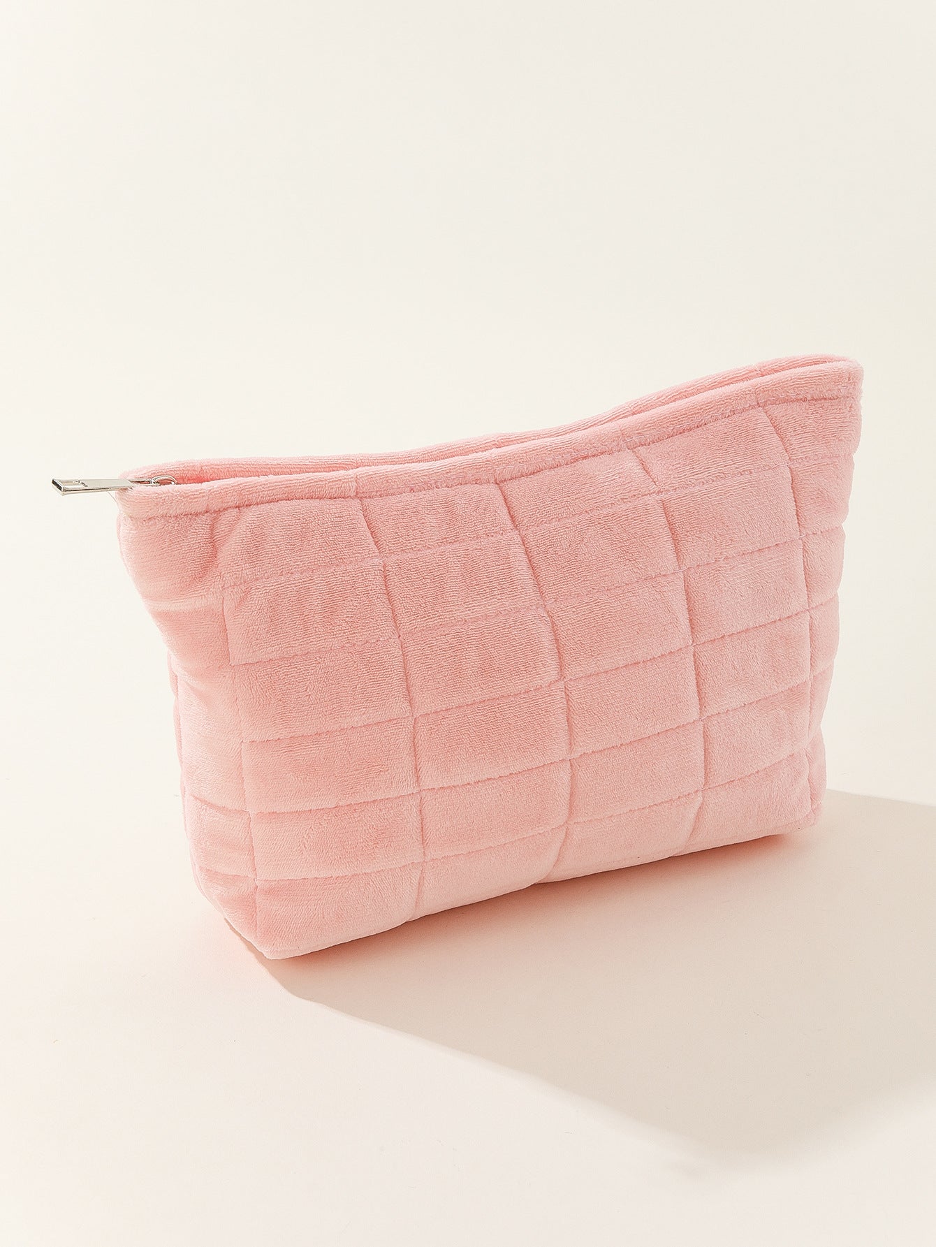 Quilted Capacity Pencil Plush Storage Plaid Cosmetic Bags