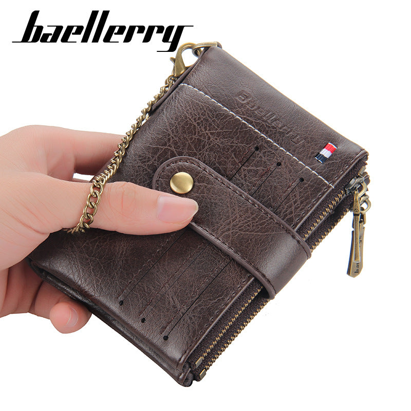 Pretty Men's Double Zipper Retro Vertical Men's Wallet