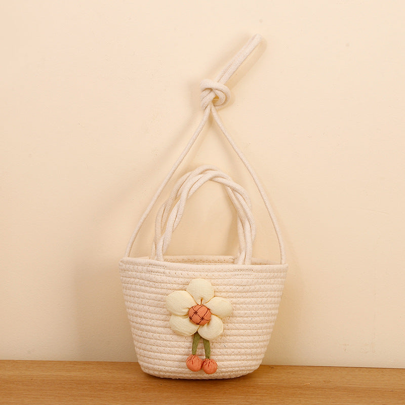Pinch Flower Woven Handmade Mini Cotton Bags