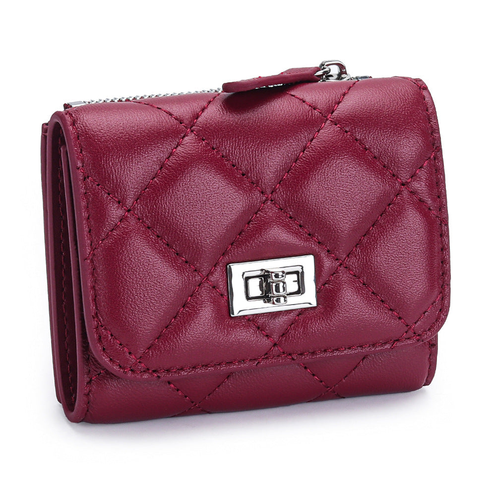 Genuine Leather Spring Short Sheepskin Banknote Ladies Wallet